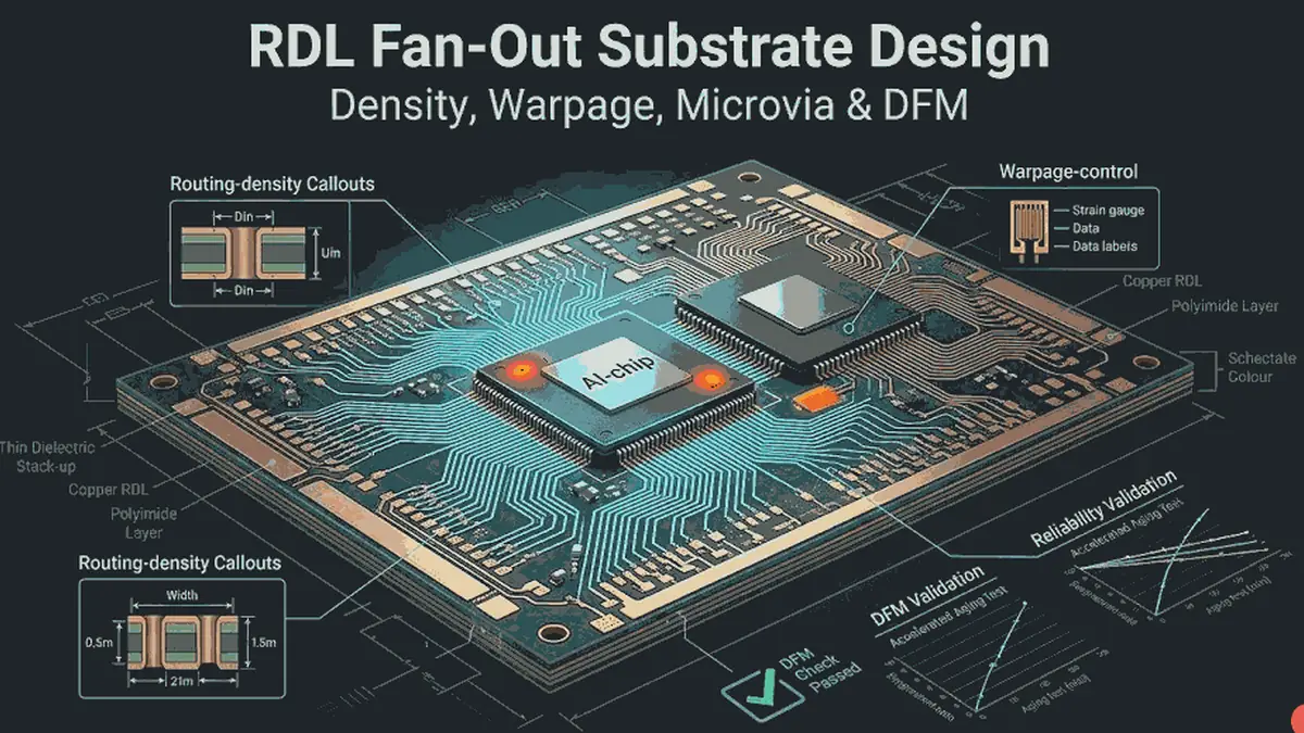 RDL Fan-Out Substrate Design Guide: Routing Density, Warpage Control, Microvia Reliability, and DFM Validation