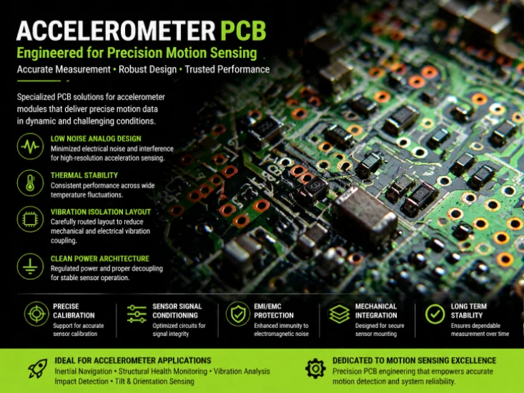 Beschleunigungssensor-PCB-Fertigung für Schwingungsüberwachung, IMU und High-G-Schocksysteme
