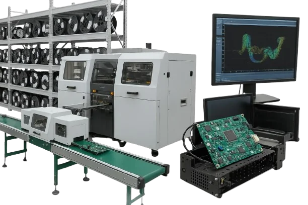 Turnkey PCB assembly workflow from component sourcing to box build with inspection and testing